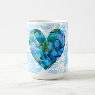 Aqua Blue Coeur Abstrait Coupe Vintage de Mug