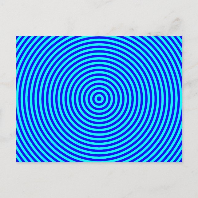 Aqua Blue Concentric Circles Postkarte (Vorderseite)