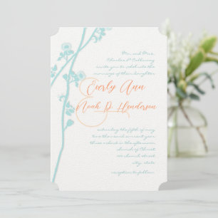 Aqua Blue Coral Faire-part de mariage
