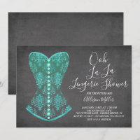 Aqua Blue Corset Lingerie Bridal Dusche Einladung