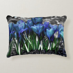 Aqua Blue Crocus Blooms Dekokissen