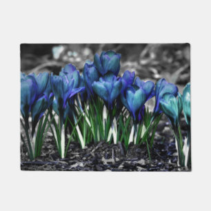 Aqua Blue Crocus Blooms Fußmatte