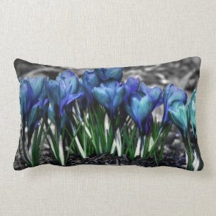 Aqua Blue Crocus Blooms Lendenkissen