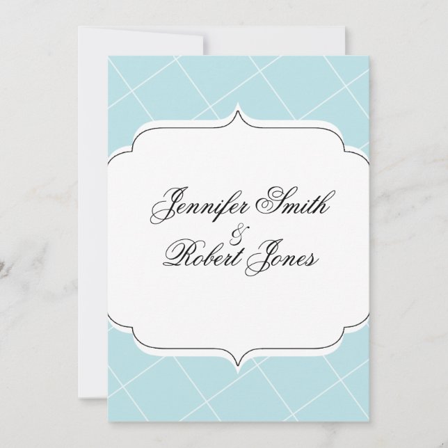 Aqua Blue Diamond Scallop Hochzeit Einladung (Vorderseite)