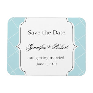 Aqua Blue Diamond Scallop Hochzeit speichern Sie d Magnet