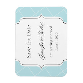 Aqua Blue Diamond Scallop Hochzeit speichern Sie d Magnet