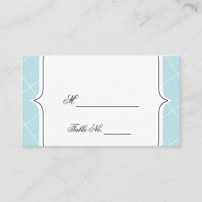Aqua Blue Diamond Scallop Hochzeitsskalender Platz Platzkarte (Vorderseite)