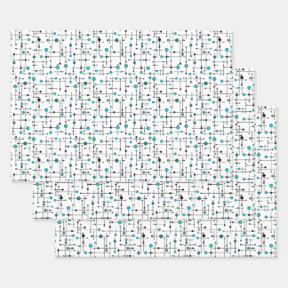 Aqua Blue Dot im modernen Stil des Mittelalters Geschenkpapier Set