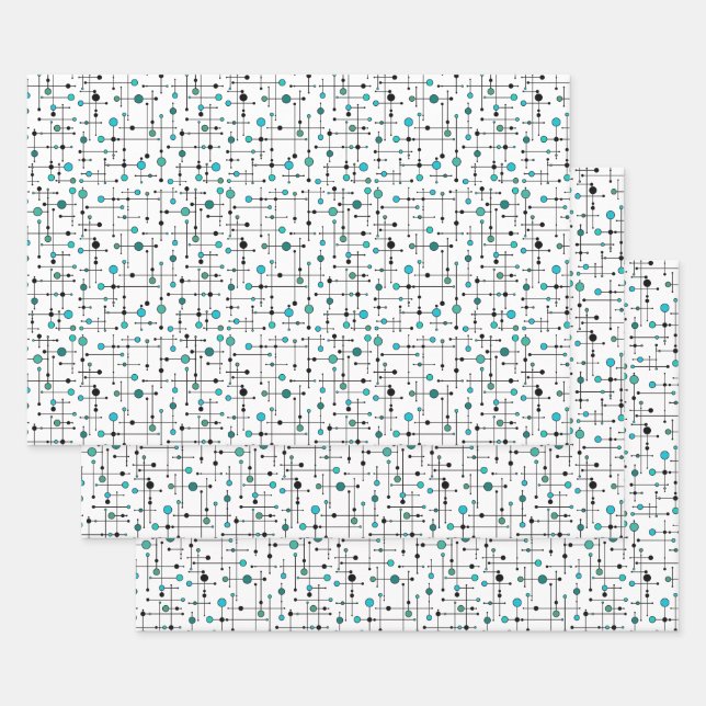 Aqua Blue Dot im modernen Stil des Mittelalters Geschenkpapier Set (Set)