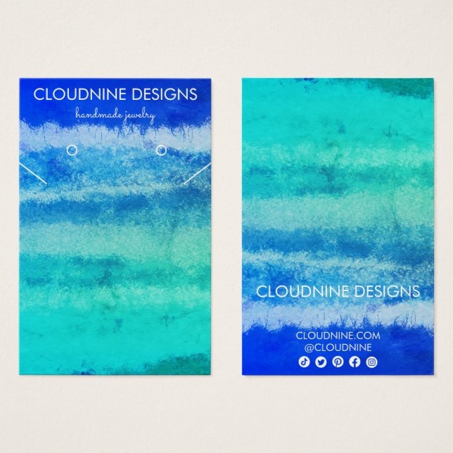 Aqua Blue Earring Necklace Juwelier Display Card (Vorne & Hinten)