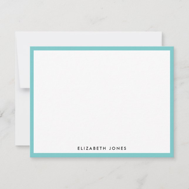 Aqua Blue Einfache Moderne Klassik Minimalistisch Mitteilungskarte (Vorderseite)