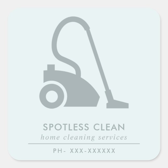 AQUA BLUE EINFACHER VACUUM CLEANER CLEANER SERVICE QUADRATISCHER AUFKLEBER (Vorderseite)