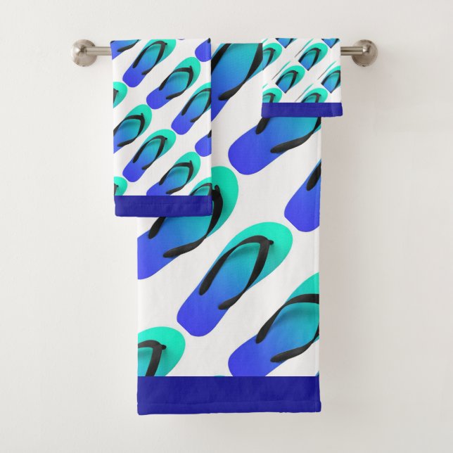 Aqua + Blue Flip Flops Badhandtuch Set (Insitu)