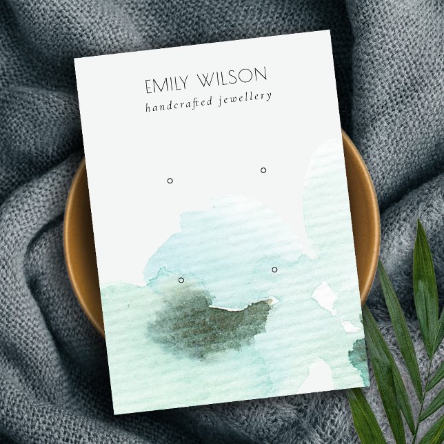 Aqua Blue Floral Abstrakt 2 StuhlEarring Display Visitenkarte (Von Creator hochgeladen)