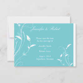 Aqua Blue Floral Filigree Hochzeit Sichern Datum Save The Date