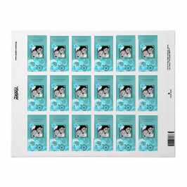 Aqua Blue Floral Hibiskus Hochzeit Foto Gewürze We Adressaufkleber