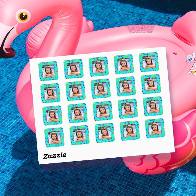 Aqua Blue Foto Stickers Sommerzeit Muster (Von Creator hochgeladen)