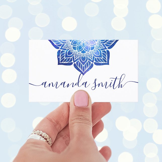 Aqua Blue Galactic Mandala Yoga Instructor Visitenkarte (Celestial Mandala Business Cards)