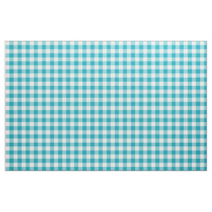 Aqua Blue Gingham Pattern Fabric Stoff