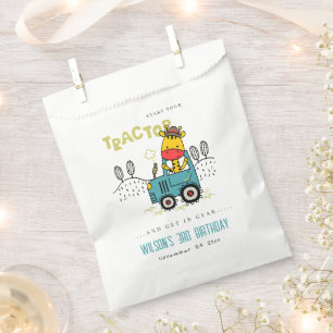 Aqua Blue Giraffe in Farm Traktor Boys Geburtstag Geschenktütchen