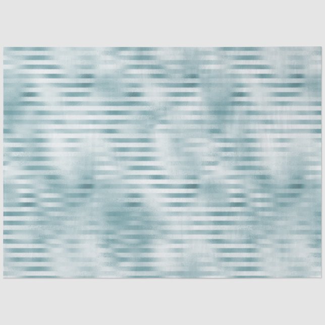 Aqua Blue Glam Streifen Seidenpapier (Vorderseite)