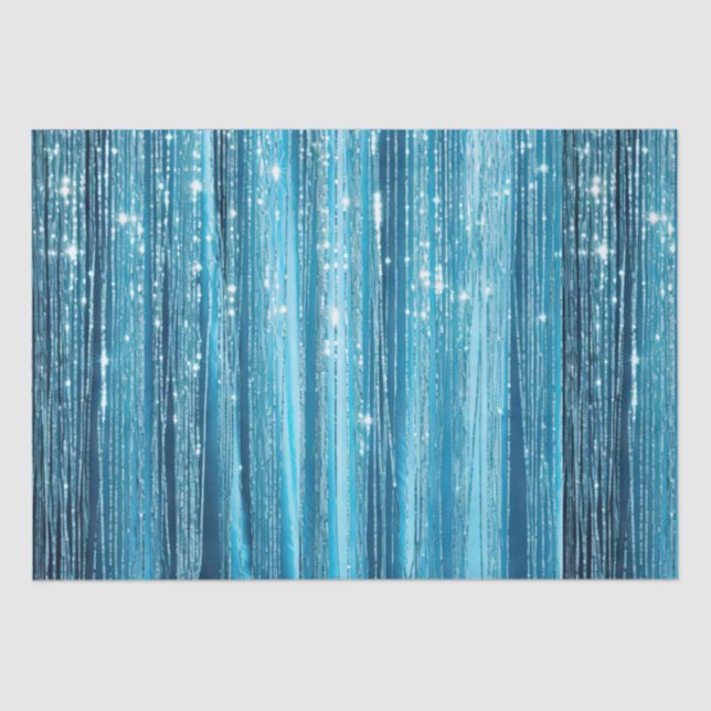 Aqua Blue Glam Tinsel Stripes Seidenpapier (Vorderseite)