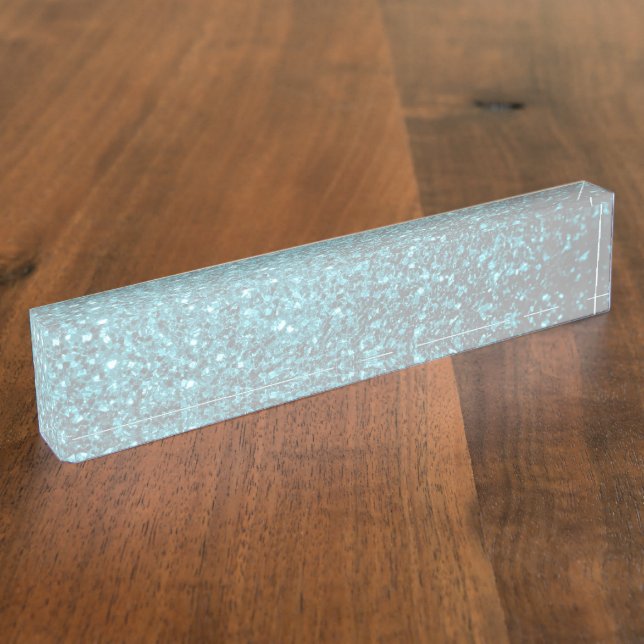 Aqua Blue glänzende Imitate Glitzer Glitzern Namensplakette (Seite)