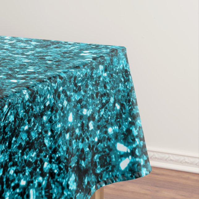 Aqua Blue glänzende Imitate Glitzer Glitzern Tischdecke (Beispiel)