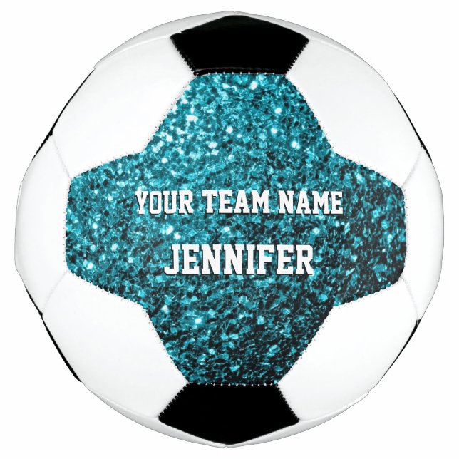 Aqua Blue Glitzer Glitzern Ihr Name Team Fußball (Vorderseite)