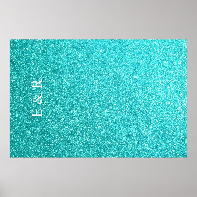 Aqua Blue Glitzer mit weißen Details Poster (Vorne)
