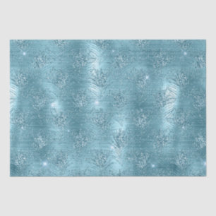 Aqua Blue Glitzy Glitzer Peacock Feathers Seidenpapier