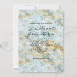 Aqua Blue Gold Abstrakt Einladung