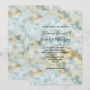 Aqua Blue Gold Abstrakt Einladung