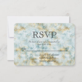 Aqua Blue Gold Abstrakt UAWG RSVP Karte
