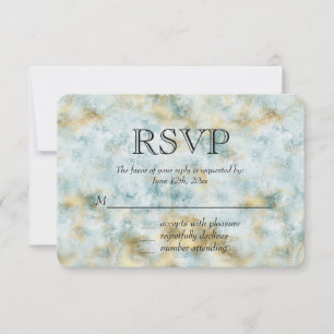 Aqua Blue Gold Abstrakt UAWG RSVP Karte