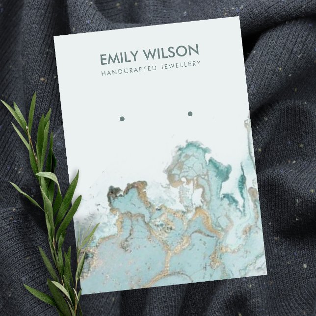 AQUA BLUE GOLD AGATE MARBLE EARRING DISPLAD KARTE (Von Creator hochgeladen)