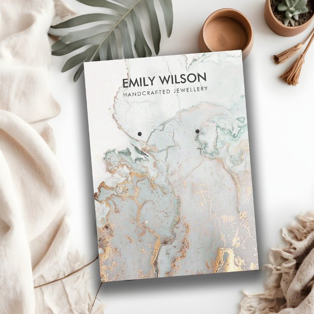 AQUA BLUE GOLD AGATE MARBLE EARRING DISPLAD KARTE (Von Creator hochgeladen)