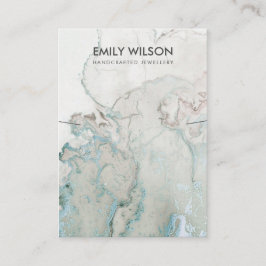 AQUA BLUE GOLD AGATE MARBLE NECKLACE DISPLAY CARD VISITENKARTE