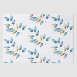 Aqua Blue Gold Blätter Seidenpapier