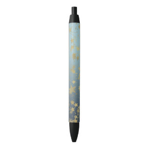 Aqua Blue Gold Ombre Stars Kugelschreiber