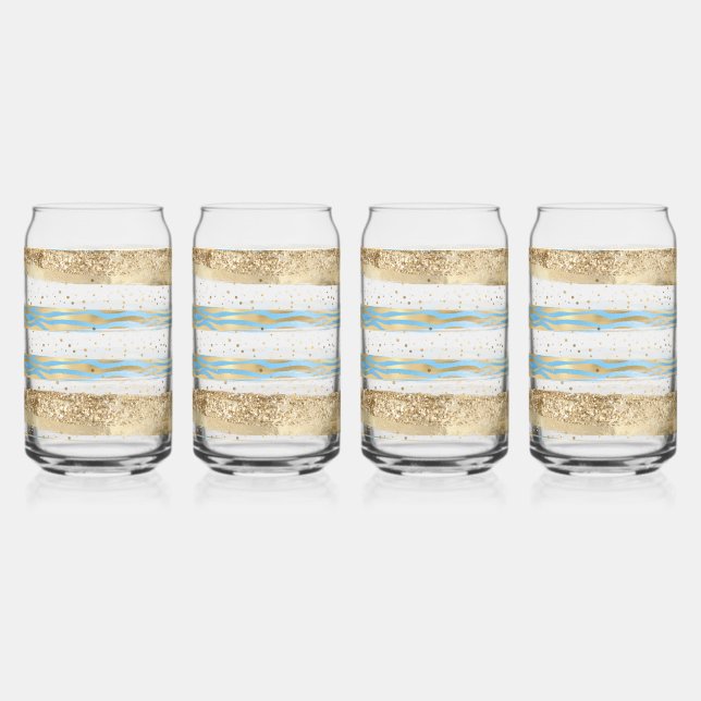 Aqua Blue Gold Parties scintillant Confetti Zebra  (Recto)