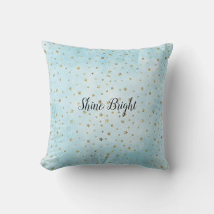 Aqua Blue Gold Stars Kissen