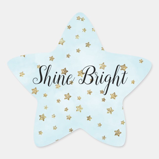 Aqua Blue Gold Stars Stern-Aufkleber (Vorderseite)