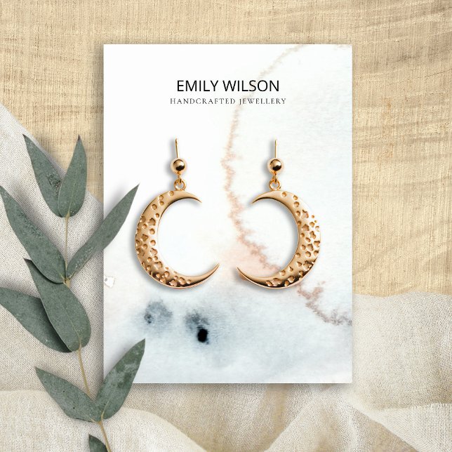 AQUA BLUE GOLD WATERCOLOR BRUSH EARRING DISPLAY VISITENKARTE (Von Creator hochgeladen)