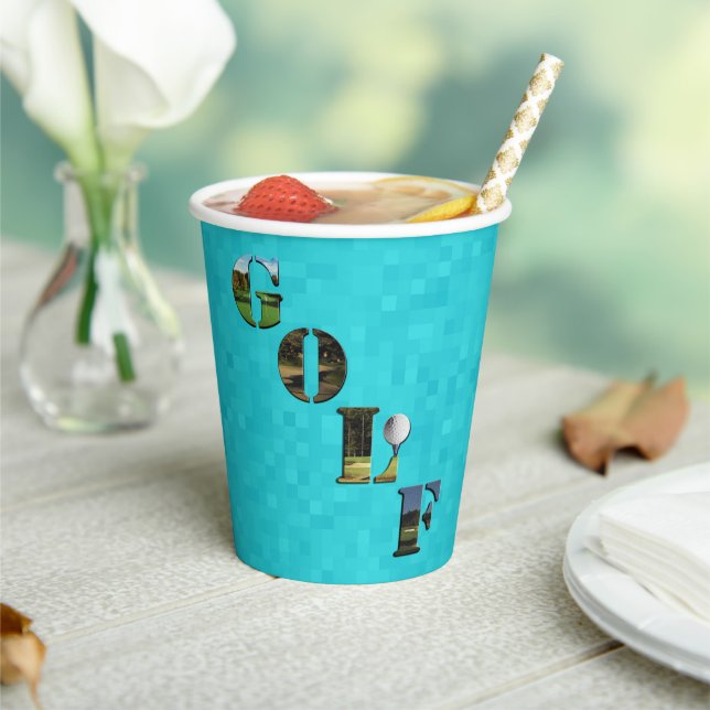 Aqua Blue Golf, Paper Party Cups Pappbecher (In Situ)