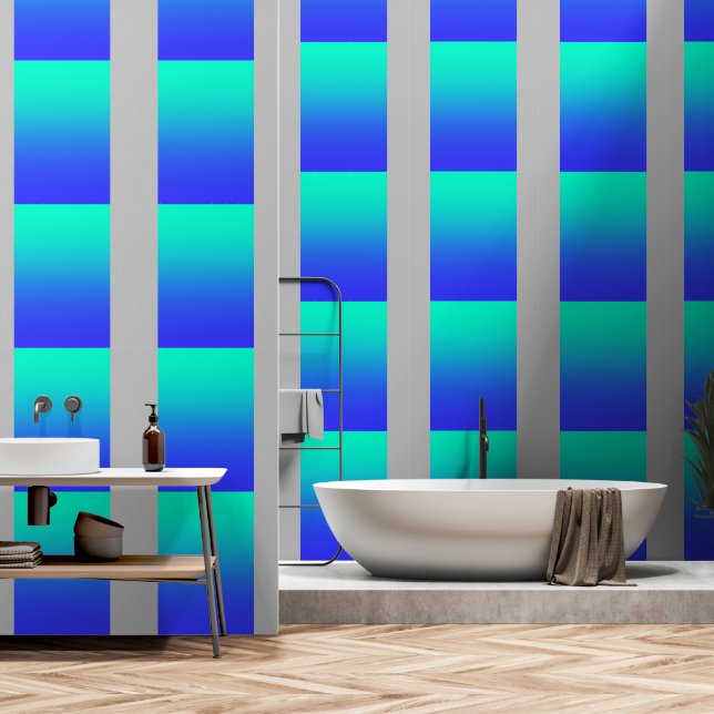 Aqua Blue Gradient Gray Tapete (Badezimmer)