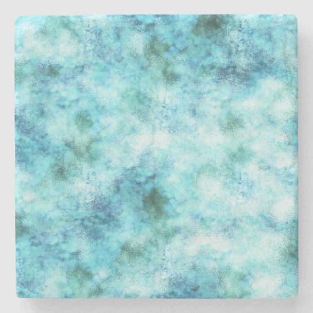 Aqua Blue Green Abstrakt Steinuntersetzer (Vorderseite)