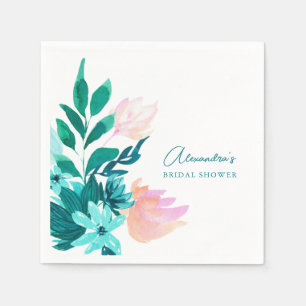 Aqua Blue Green Watercolor Brautparty Serviette