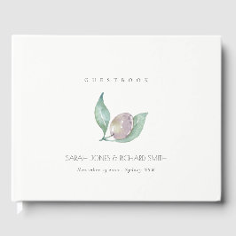 AQUA BLUE GREEN WATERCOLOR FOLIAGE OLIVENMONOGRAMM GÄSTEBUCH