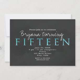 Aqua Blue & Grey 15ÈME 15 Anniversaire Invitation